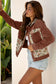 Ribbed Retro Floral Patchwork Shirt Style Jacket