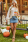 Beige Oversized Colorblock V-Neck Hooded Sweater