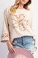 Grapefruit Orange Flower Exposed Seam Patchwork Loose Top