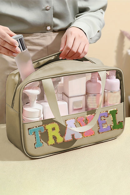 Travel Chenille Letter Clear Makeup Bag