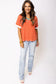 Grapefruit Orange Contrast Trim Exposed Seam V Neck T Shirt