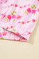 Pink Floral Print Half Zip Drawstring Hoodie