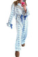 Sky Blue Stripe Bow Star Print Tied Detail Two Piece Lounge Set