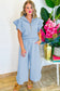 Textured Ruffle Sleeve Zip Top & Wide-Leg Pants Set