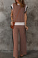 Chestnut Color Block Detail Casual Two piece Outfit
