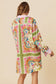 Multicolour Abstract Print Button Long Sleeve Shirt Dress