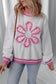 Flower Power Contrast Trim Crewneck Sweatshirt