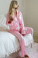 Light Pink Satin Shirt and Ruffle Hem Pants Pajama Set