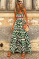 Green Boho Shirred A line Sleeveless Maxi Dress