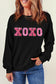 Black Valentine Shiny XOXO Letter Graphic Sweatshirt