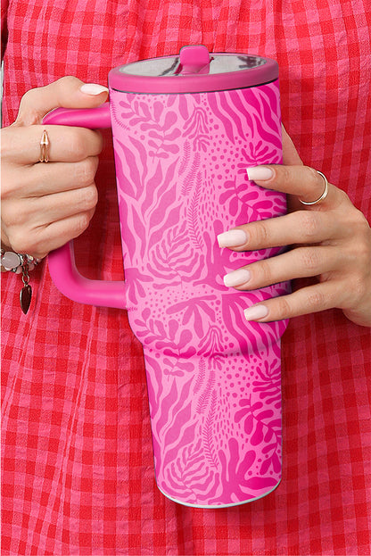 Rose Red Tropical Plants Print Travel 40oz Tumbler Cup