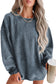 Green Ribbed Round Neck Drop Sleeve Pullover Sweatshirt