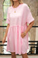 Raw Edge Pocketed Babydoll T-Shirt Dress – Pink