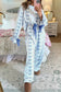 Sky Blue Stripe Bow Star Print Tied Detail Two Piece Lounge Set