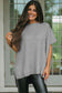 Gray Side Slit Short Dolman Sleeve Knitted Oversized Top