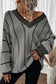 Black Contrast V Neck Loose Tunic Sweater