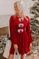 Fiery Red Bowknot Decor High Waist Velvet Mini Dress