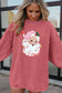 Strawberry Pink Santa Claus Sparkle Corded Graphic Sweatshirt