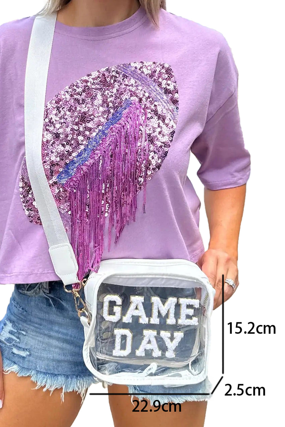 Fiery Red Chenille GAME DAY Pattern Clear Bag