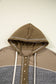 Green Mixed Texture Patchwork Exposed Seam Half Button Pullover Hooded Sweatshirt