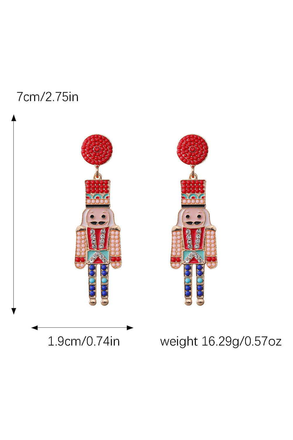 Racing Red Beaded Christmas Nutcracker Earrings