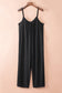 Grey Casual Spaghetti Straps Wide Leg Pocketed Jumpsuits