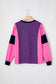 Pink & Navy Striped Colorblock V-Neck Long Sleeve Top