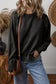 Black Eyelet Embroidered Patchwork Sleeve Ribbed Sweatshirt