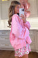 Pink Lace Bow Embroidered Split-Hem Sweatshirt