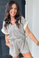 Black & White Striped V-Neck Lounge Set