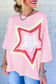 Moonlight Jade Colorblock Star Patched Half Sleeve Oversized Tee