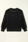 Black Contrast Rainbow Trim Drop Shoulder Pullover Sweatshirt