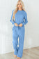 Blue Floral Patchwork Drop Shoulder Pullover and Sweatpants Lounge Set