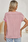 Apricot Pink Colorblock Crinkle Rib Round Neck T Shirt