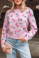 Sweet Floral Print Drop Shoulder Cropped Sweater