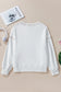White Sequin Football Pattern Exposed Seam Game Day Sweatshirt
