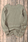 Green Ribbed Round Neck Drop Sleeve Pullover Sweatshirt