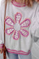 Flower Power Contrast Trim Crewneck Sweatshirt