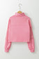 Pink Hollow Embroidery Patchwork Snap Button Sweatshirt