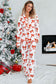 Red Christmas Bow Print Long Sleeve Two Piece Pajama Set