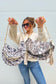 White Camo Print Double Zipper Crossbody Bag