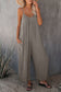 Grey Casual Spaghetti Straps Wide Leg Pocketed Jumpsuits