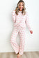 Pink Santa Claus Striped Print Loose Fit Two Piece Loungewear Set