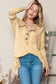 Brown Waffle Pocket Seam Patchwork Loose Knit Top