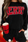 Black Corded Merry Graphic Long Sleeve Top and Shorts Set