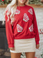Red Playful Christmas Tree Patched Dropped Shoulder Sweatshirt
