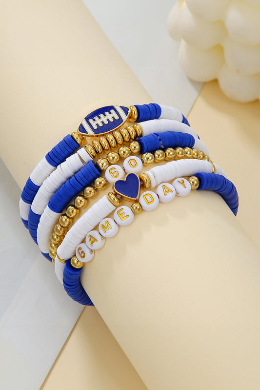 Dark Blue Game Day Beaded Bracelet Set