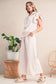 Ivory Textured Ruffle Sleeve Zip Top & Wide-Leg Pants Set