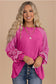 Pink Contrast Print Striped Raglan Long Sleeve Loose Top