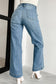 Dusk Blue Multi Button Waist Wash Straight Leg Jeans